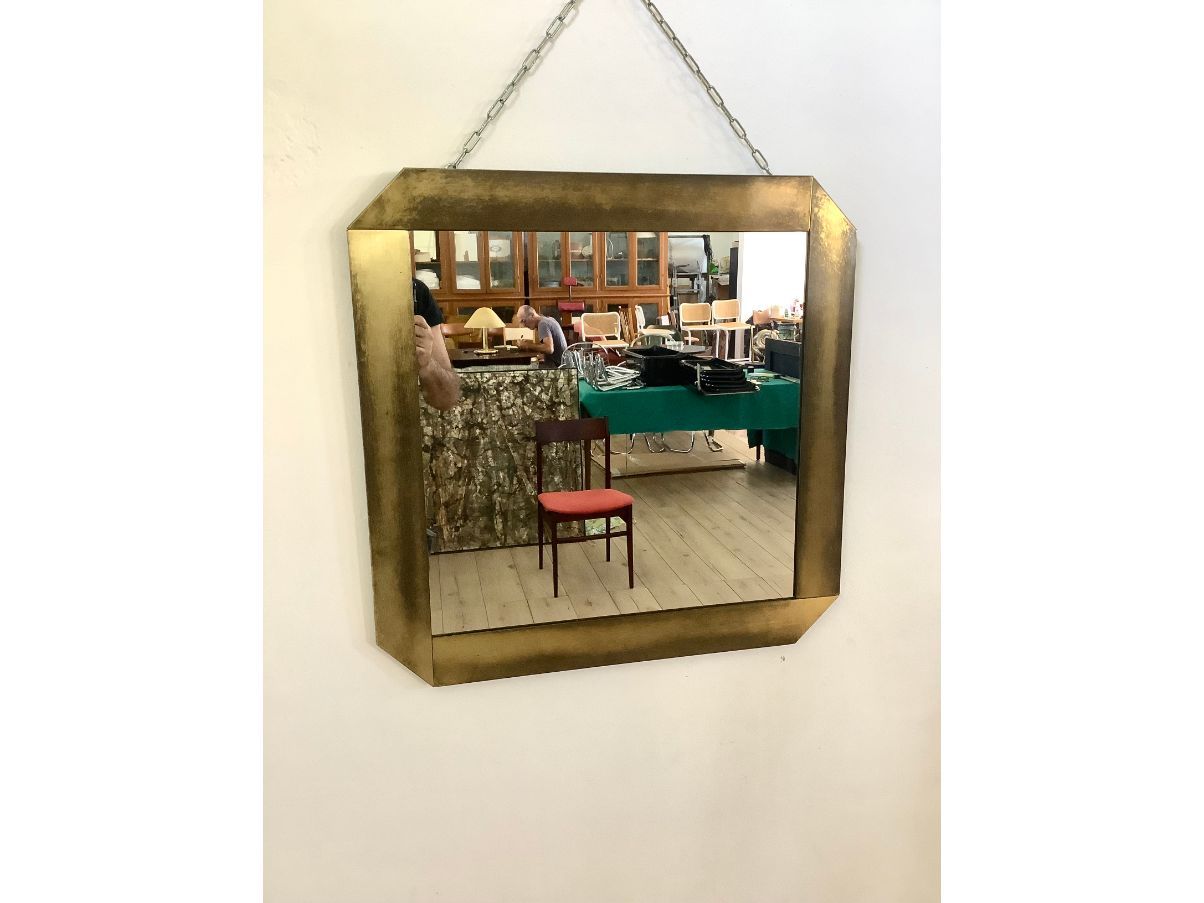 Specchio con cornice in ottone (anni '70) Front