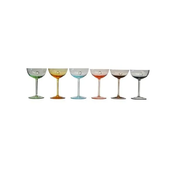 Set of 6 champagne glasses in Murano glass, Carlo Nason image