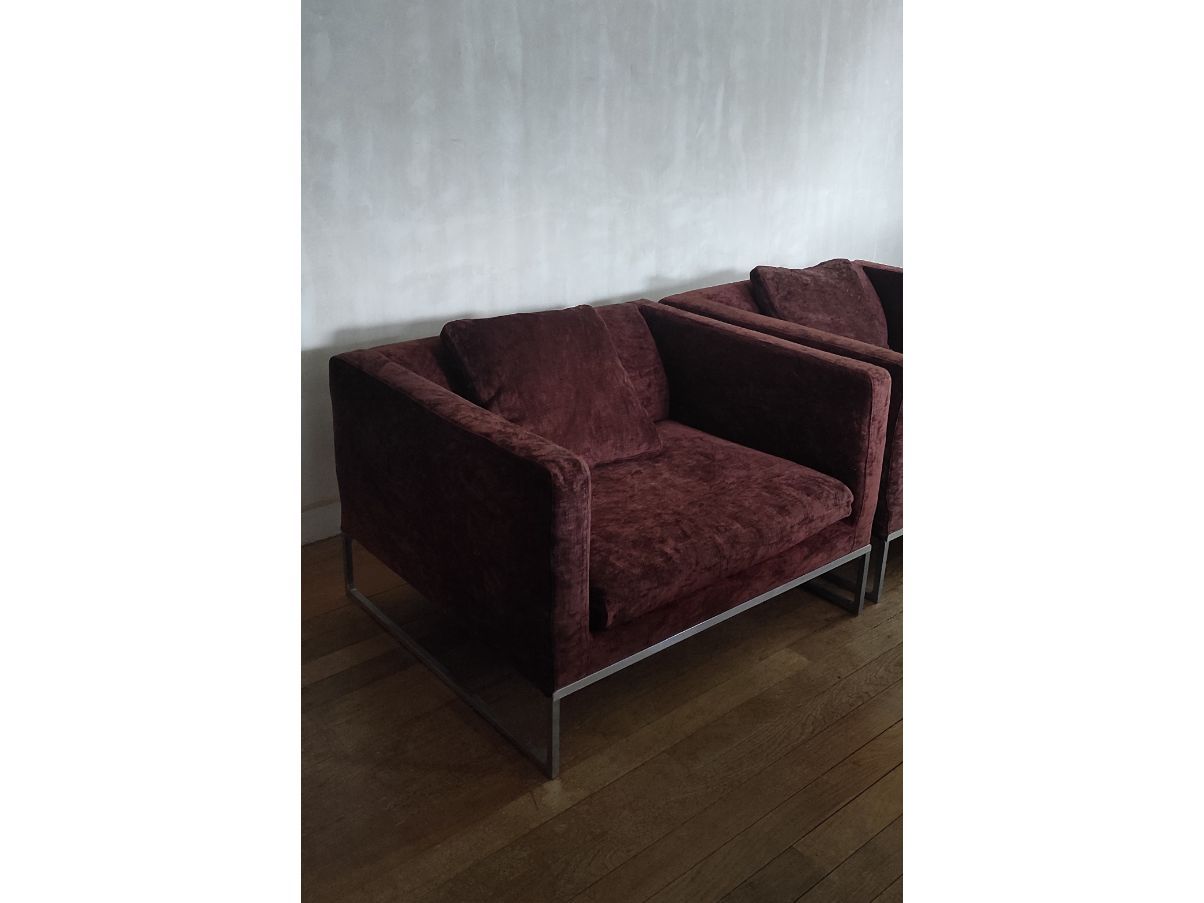Set of 2 Brown Tight Armchairs by Antonio Citterio Brand