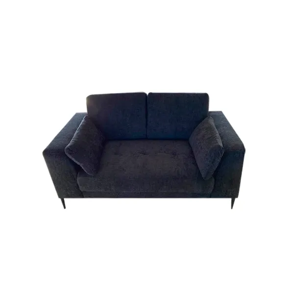 2-Sitzer Wartezimmer Sofa mit Armlehnen aus Stoff (schwarz) 3