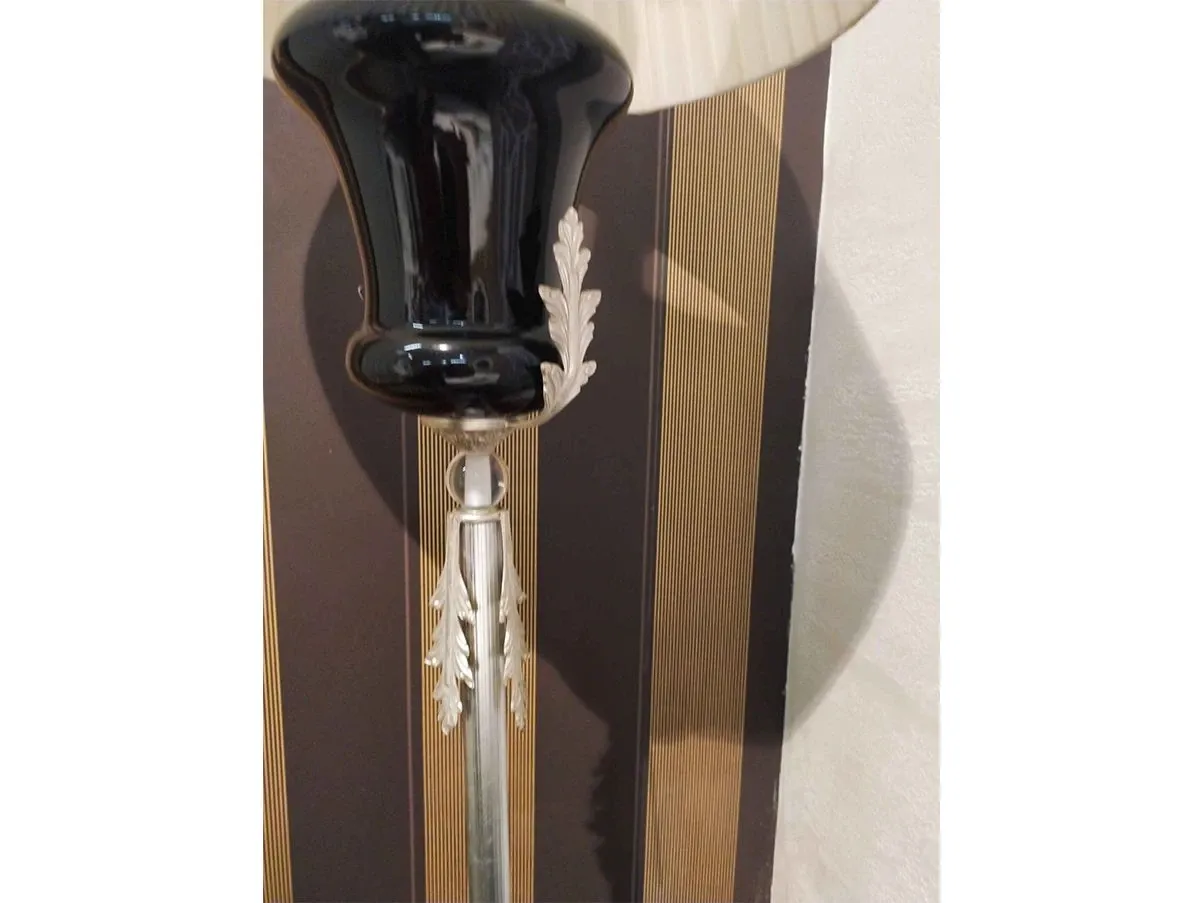 Lampada da terra in argento e seta, Epoque by Egon Furstenberg 1