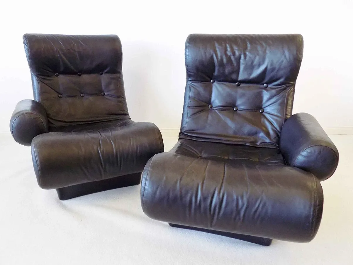 Set of 2 modular armchairs Sofalette leather (black), Otto Zapf 