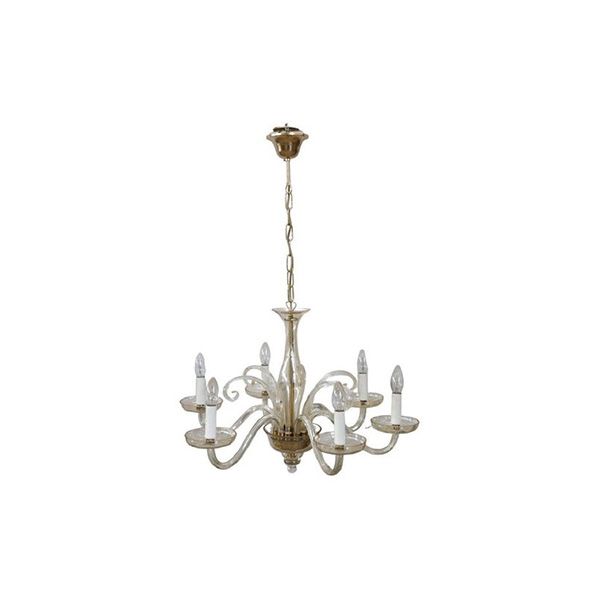 Vintage 6-light Murano glass chandelier (1980s) 