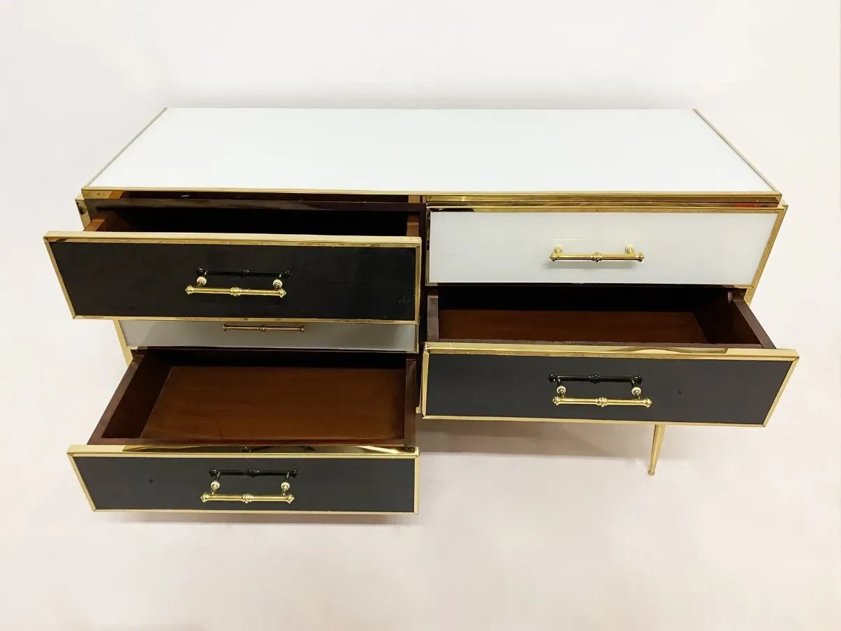 Cassettiera vintage bianca e nera (anni '70) 7
