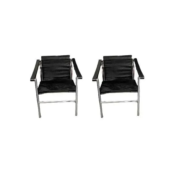 Set of 2 armchairs in pony skin and steel, Cassina image