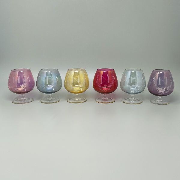 Set di 6 bicchieri in cristallo colorati (anni '60), image