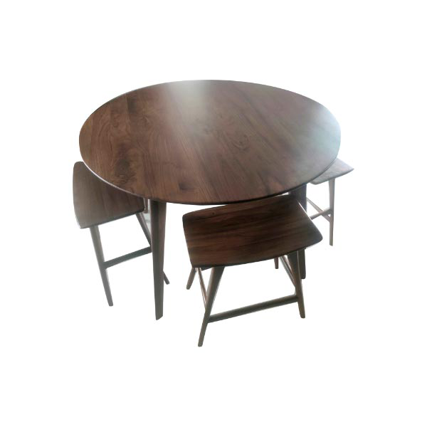 Osso table and 4 high stools in walnut wood, Ethnicraft image