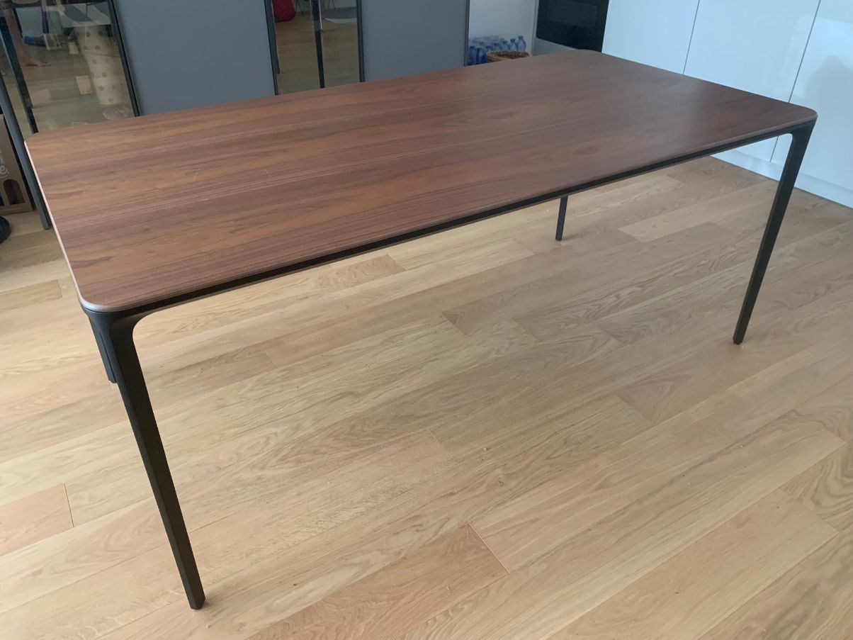 Rectangular table in aluminum and canaletto walnut by Matthias Demacker, Sovet Front