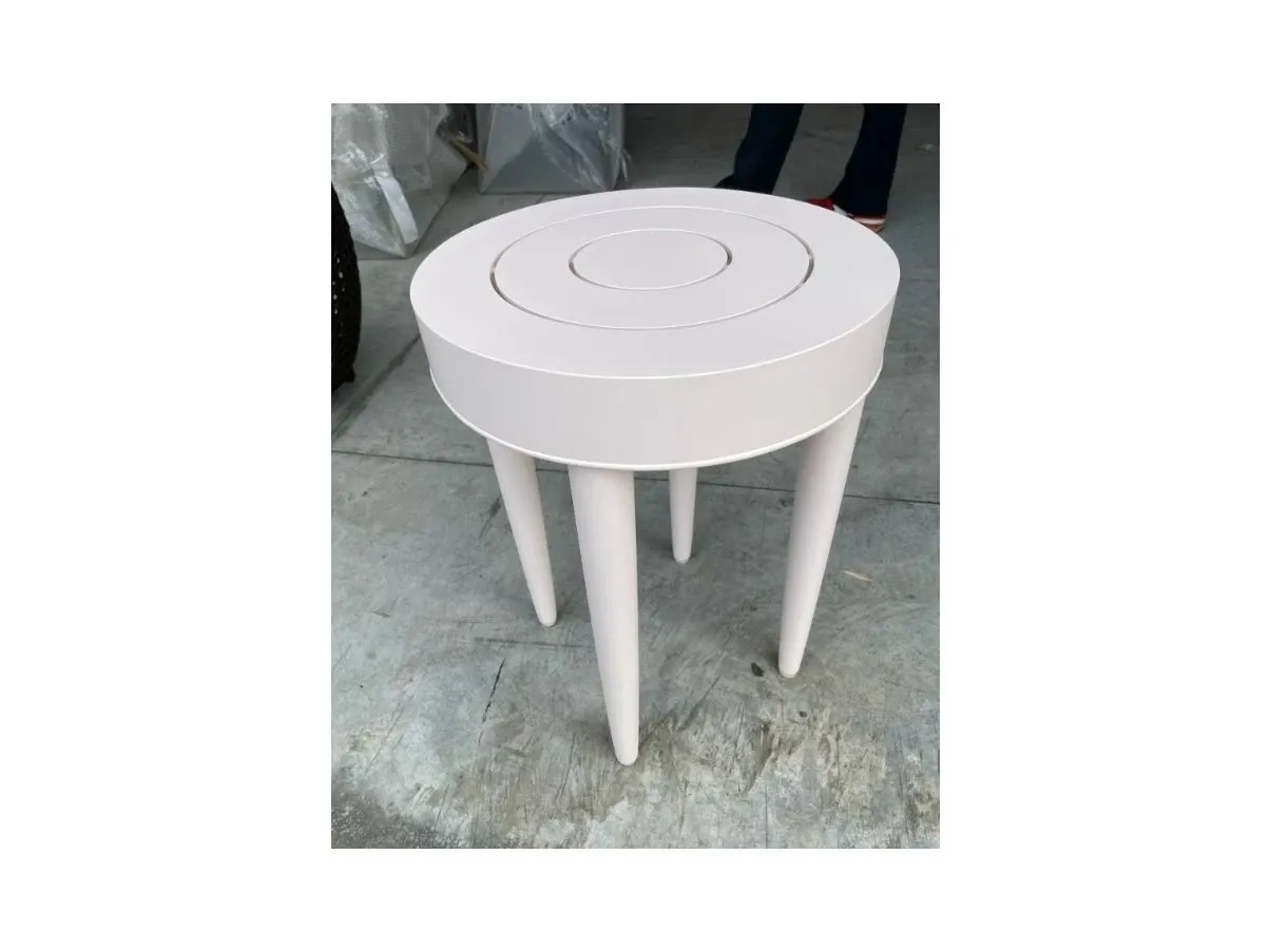 Sash round side table in white aluminum, Janus et Cie 1