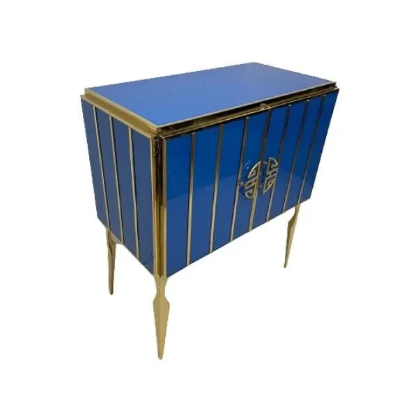 Vintage brass and stained glass nightstand (1970s), image