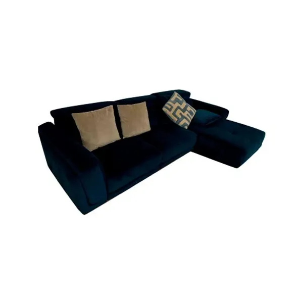 Corner sofa with velvet chaise longue (blue) 2