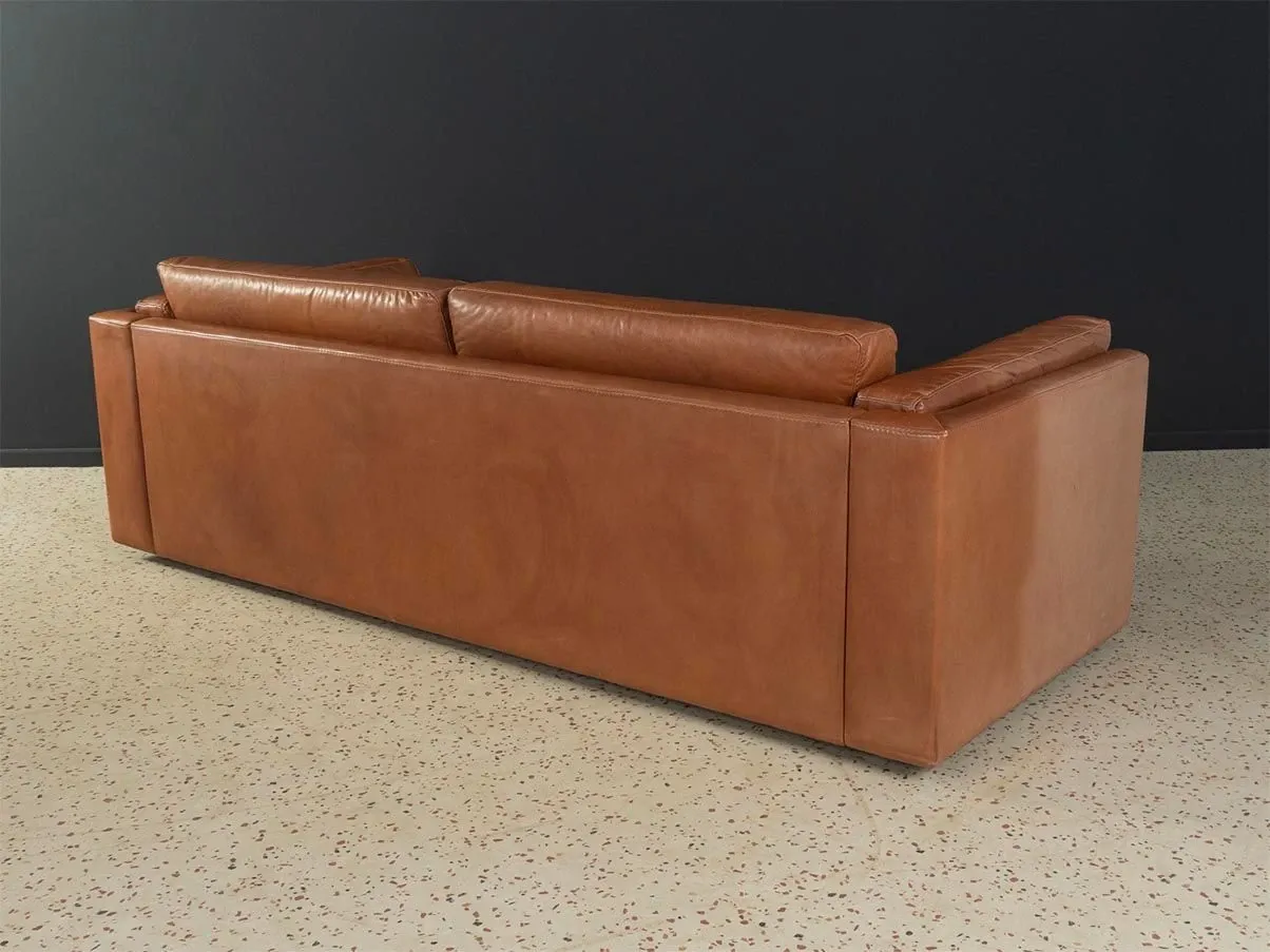 Vintage Ledersofa Cognac Braun (70er Jahre) 5