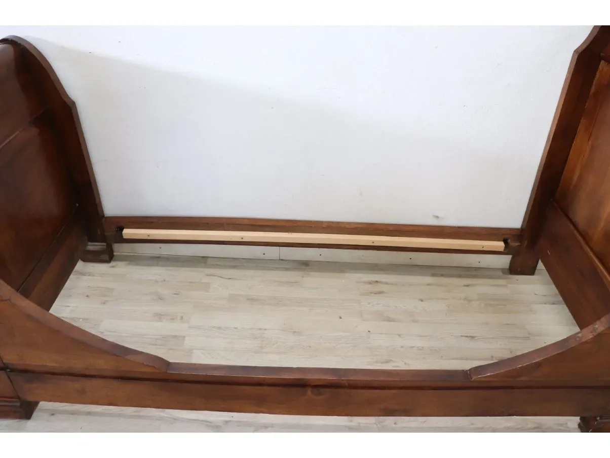 Letto singolo vintage in legno di noce ('800),  2