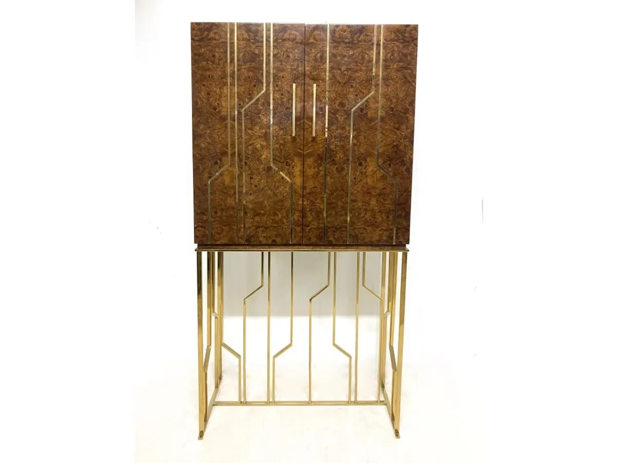 Mobile bar vintage in mogano e ottone (anni '70), 3