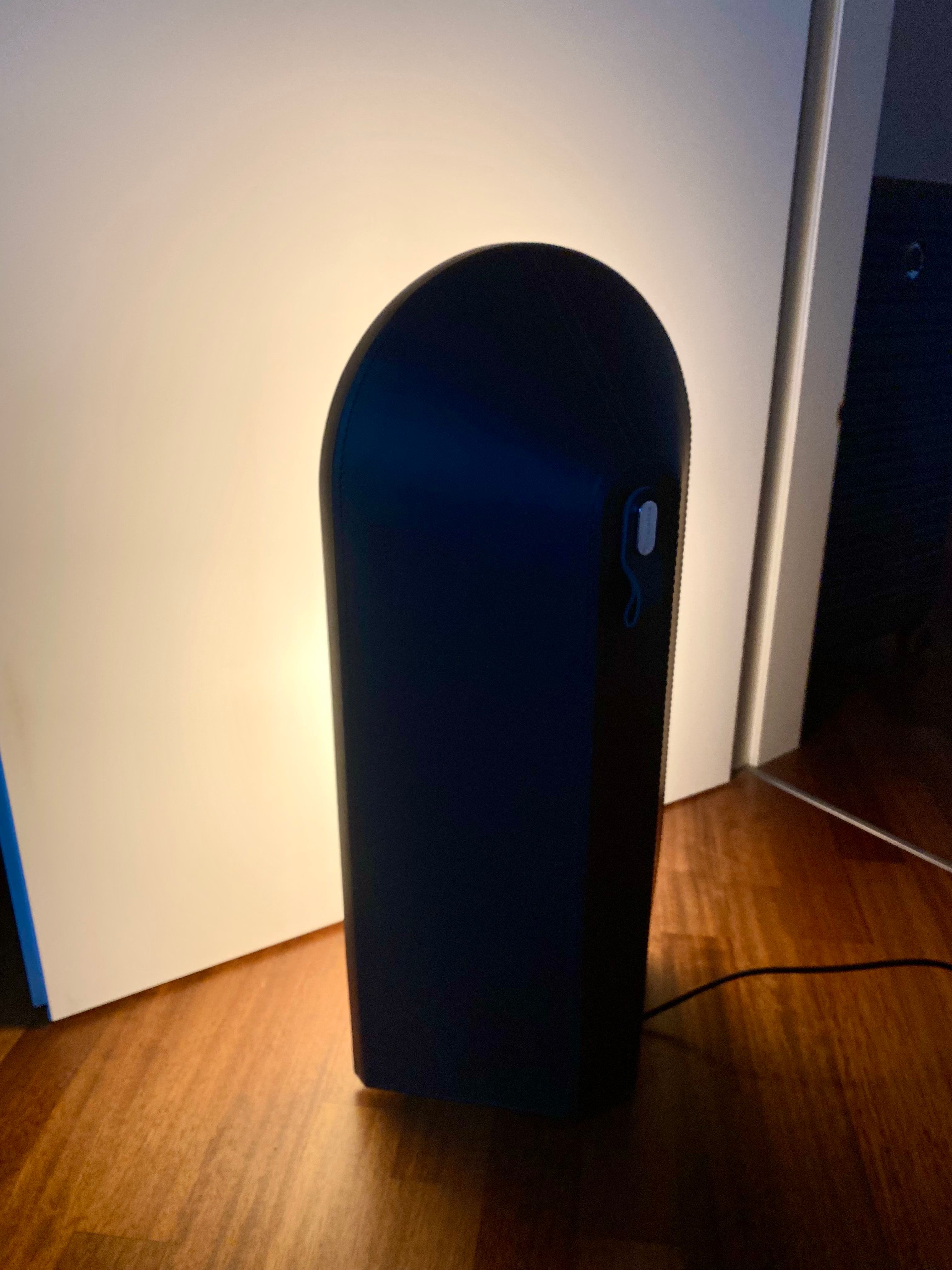 Lampada da terra Odeon in policarbonato e cuoio (marrone) Side