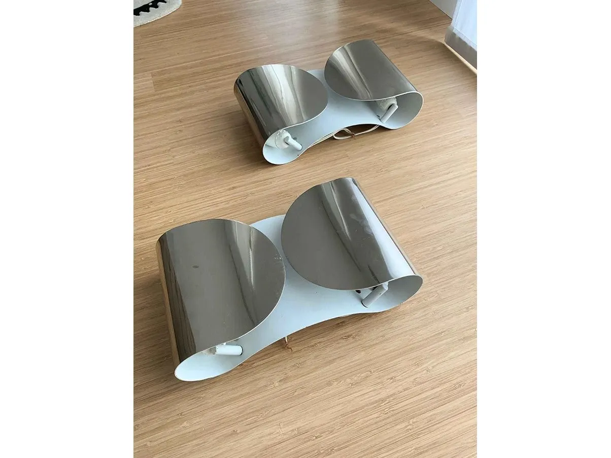2er-Set Wandleuchten aus verchromtem Metall Foglio 8