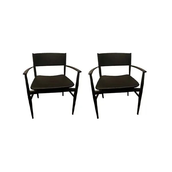 Set of 2 Neve chairs in solid wood with armrests, Porro image