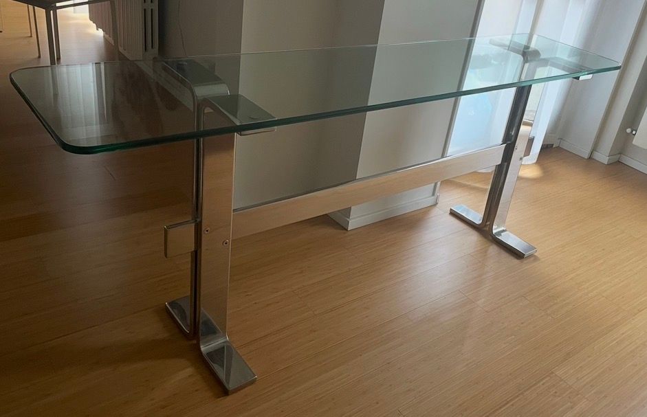 Chrome Metal and Glass Console Table (1970s) Main