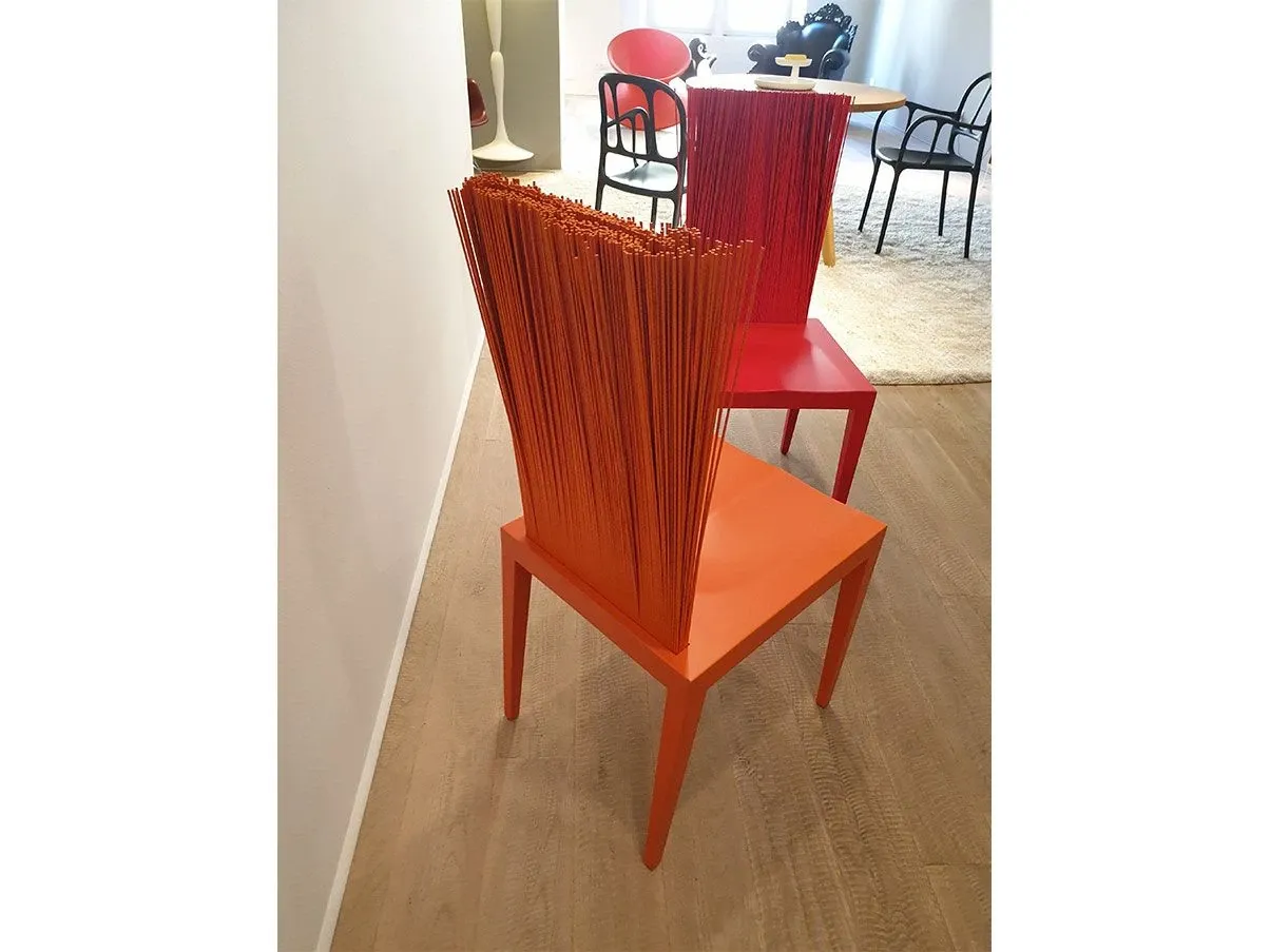 Jenette polyurethane chair with PVC threads (orange), Edra 2