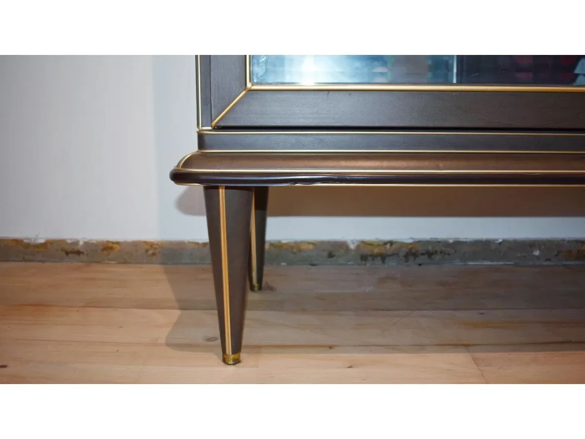 Vetrina vintage in legno con ripiani in vetro (anni '50) 4