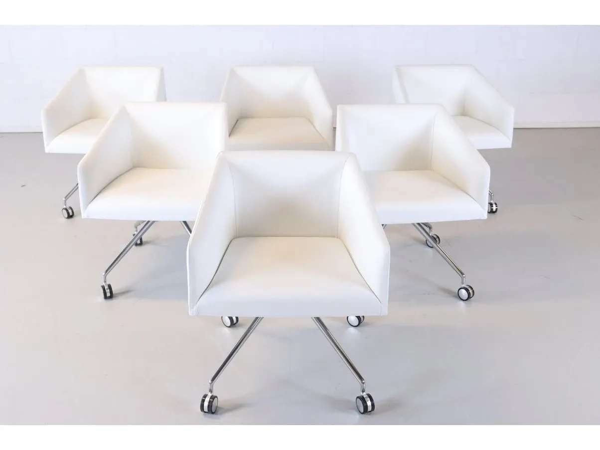 Set of 6 white Saari armchairs 
