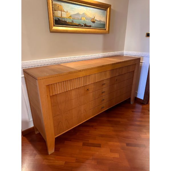 Mid-Century sideboard in wood and ribbing, Morelato image