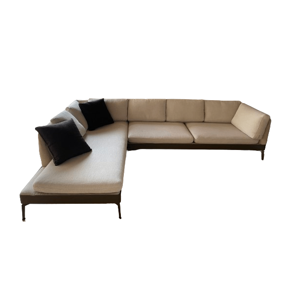 Feel good corner sofa in fabric with leather base, Flexform image