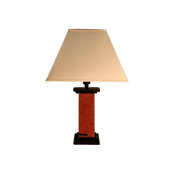 Roma table lamp in leather and wood, Wemi Light image