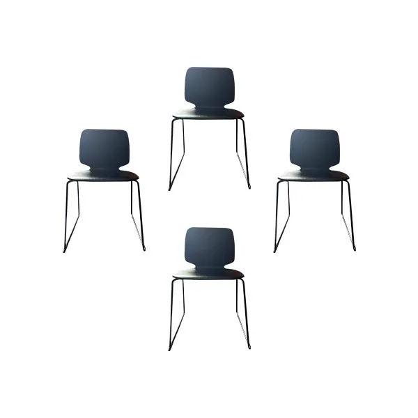 Set of 4 Inga stackable chairs in wood (black), Pedrali image