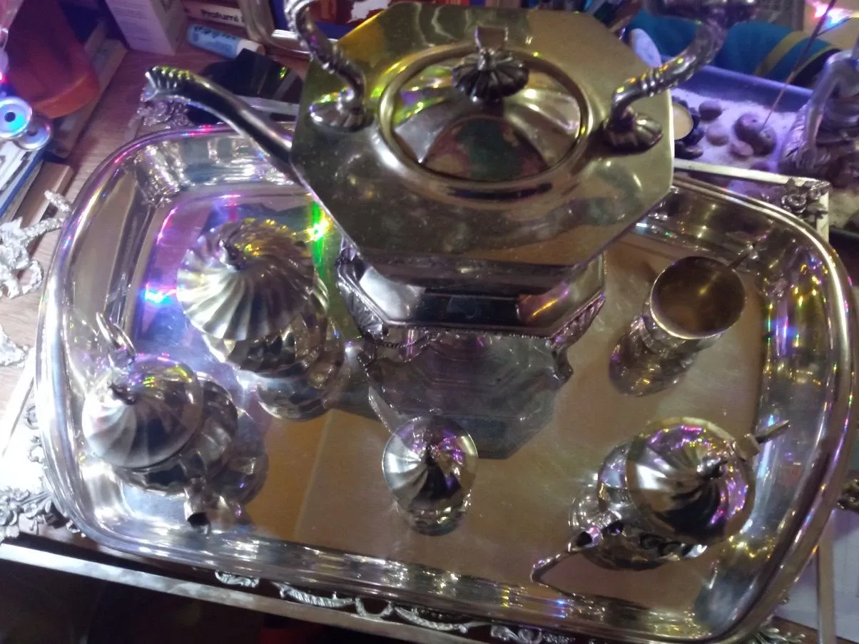 Vintage silver tea service set, 6