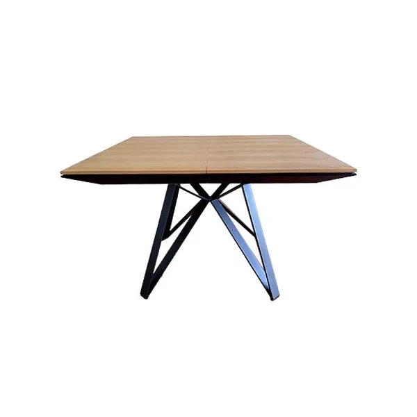 Square extendable table in wood and metal, Dialma Brown image