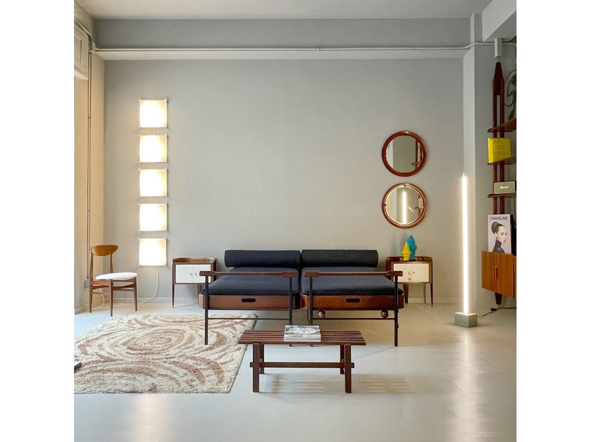 Set of 2 round vintage mirrors (1960s) 8