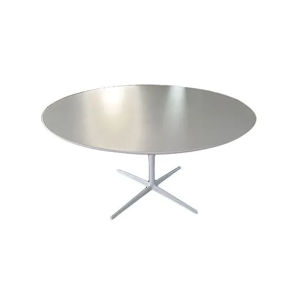 Eolo round table in aluminum and MDF wood (white), Arper 3