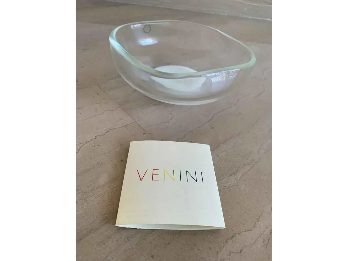 Posacenere vintage in vetro bianco e trasparente, Venini 8
