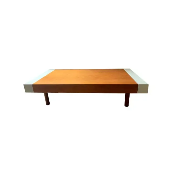 Vintage low rectangular coffee table for living room (two-tone), image