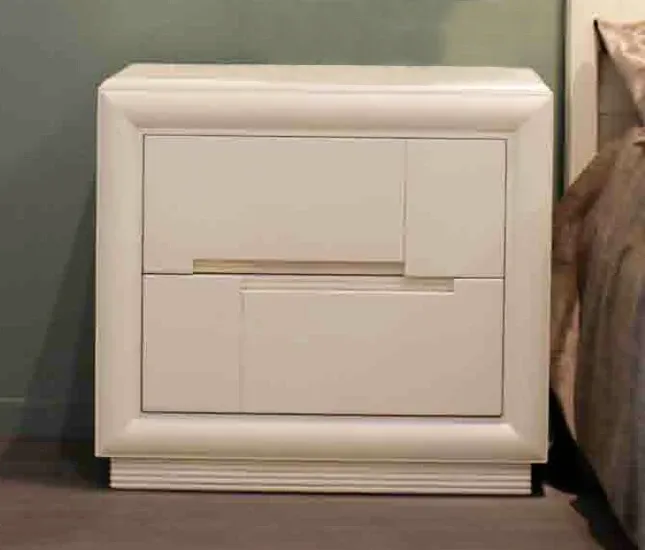 Set of chest of drawers and 2 bedside tables in white lacquered wood, Betamobili 8