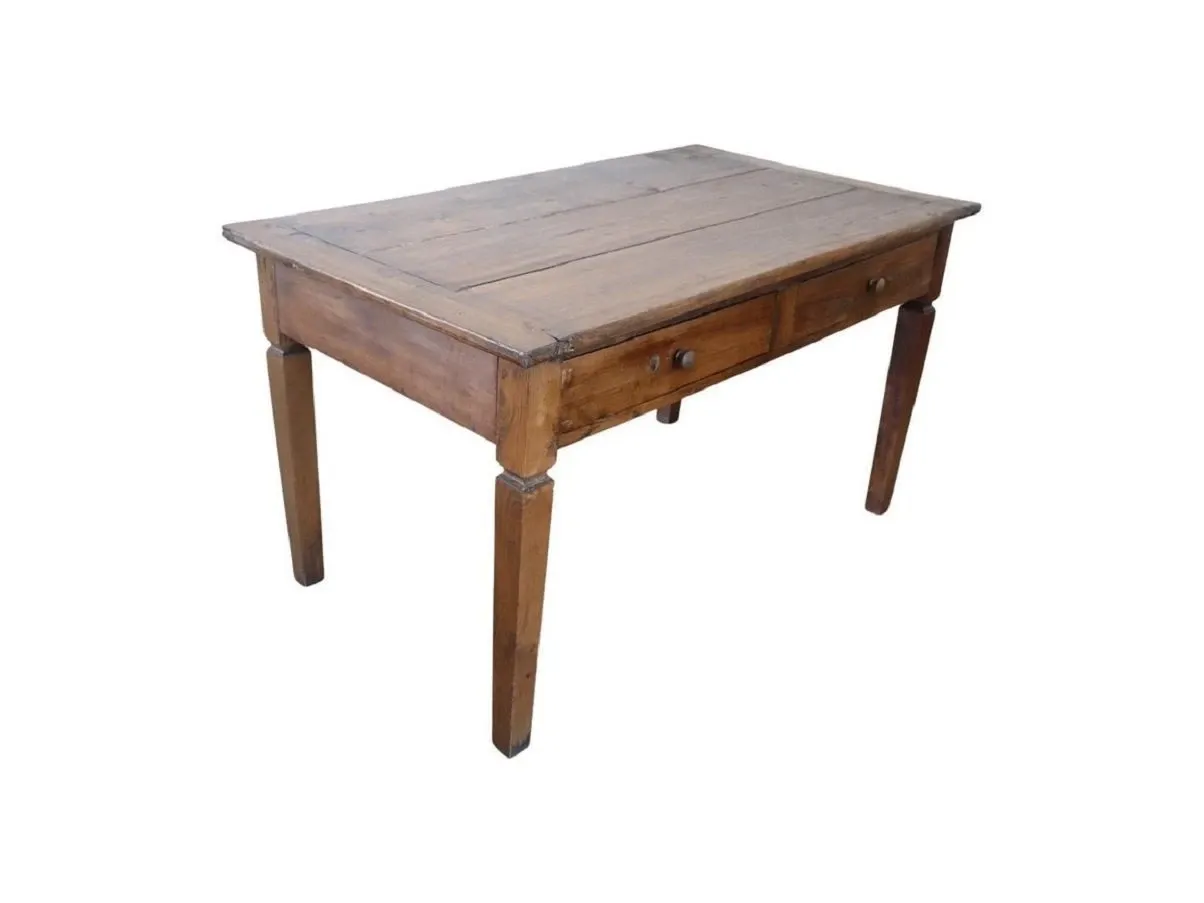 Vintage poplar wood kitchen table (19th century), image