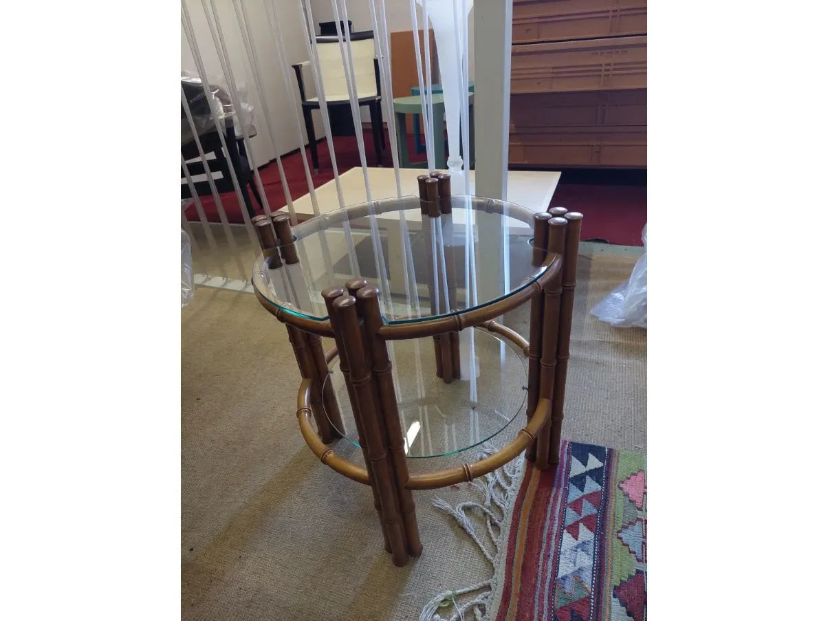  Tavolino Gazebo rotondo vintage in faggio (anni '70), Giorgetti 4