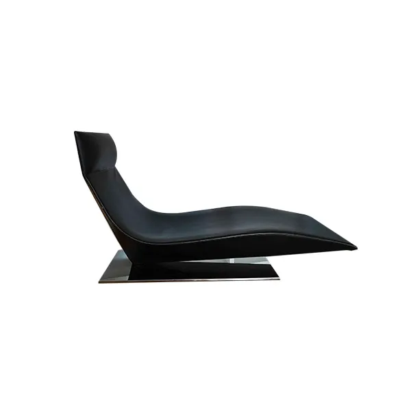 Chaise Longue Lofty con poggiatesta pelle (nero), MDF Italia image