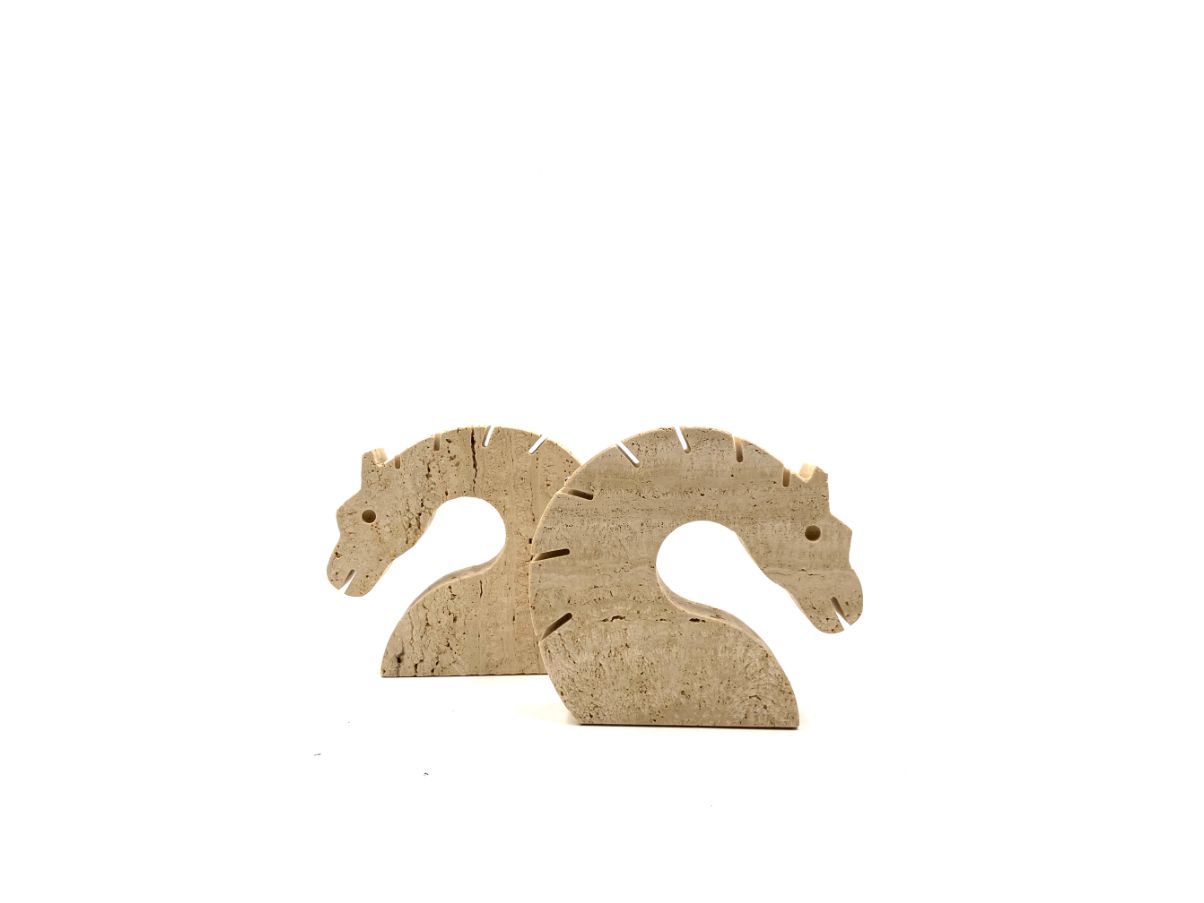 Set of 2 vintage travertine bookends (1970s) 5