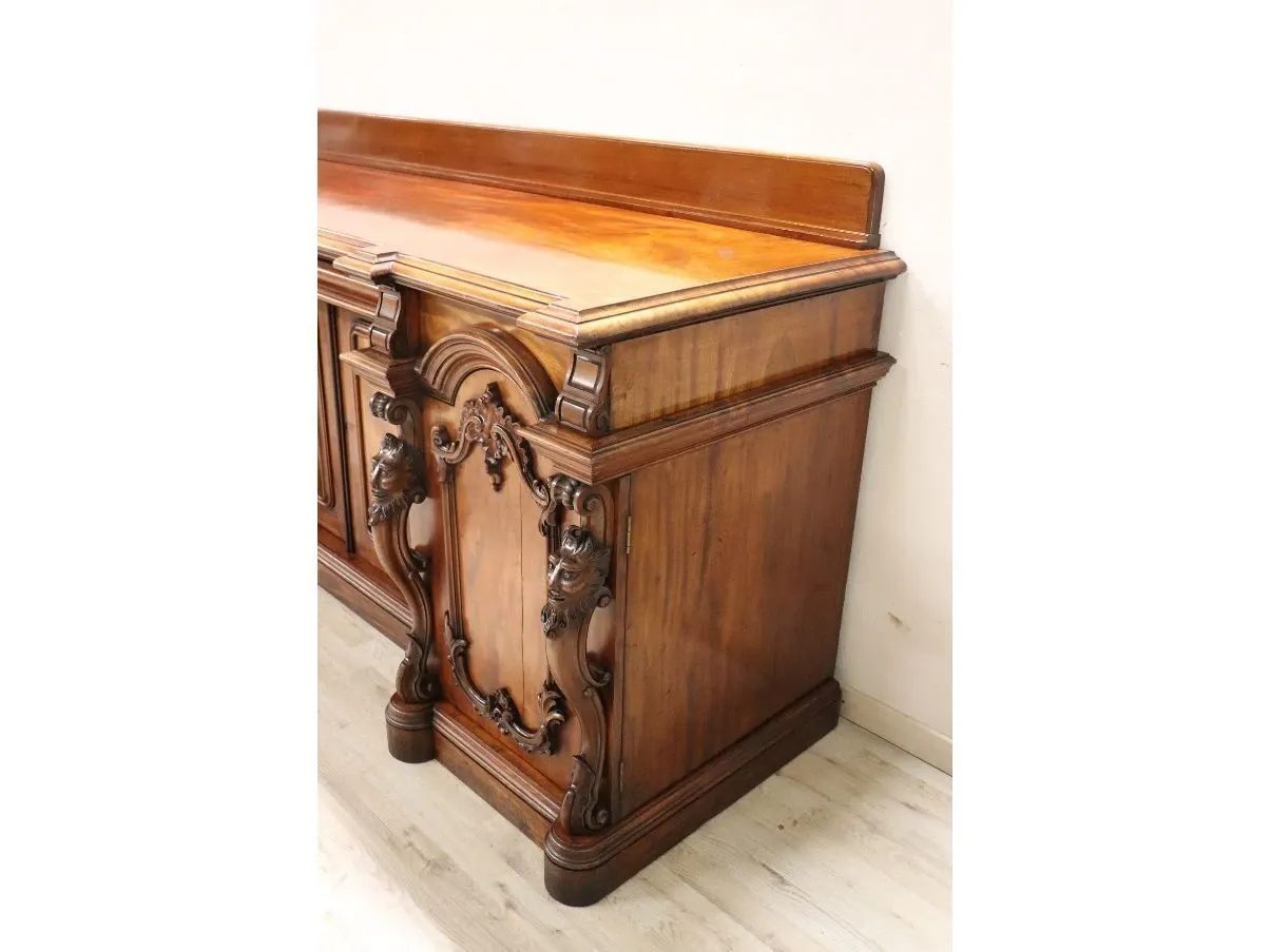 Credenza vintage in legno di mogano intagliato ('900),  3