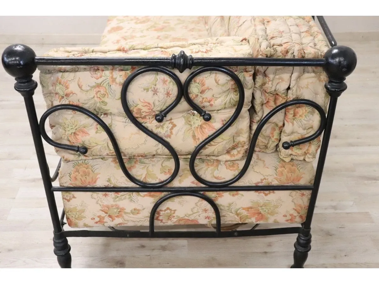 Vintage sofa in iron and fabric ('800), 4