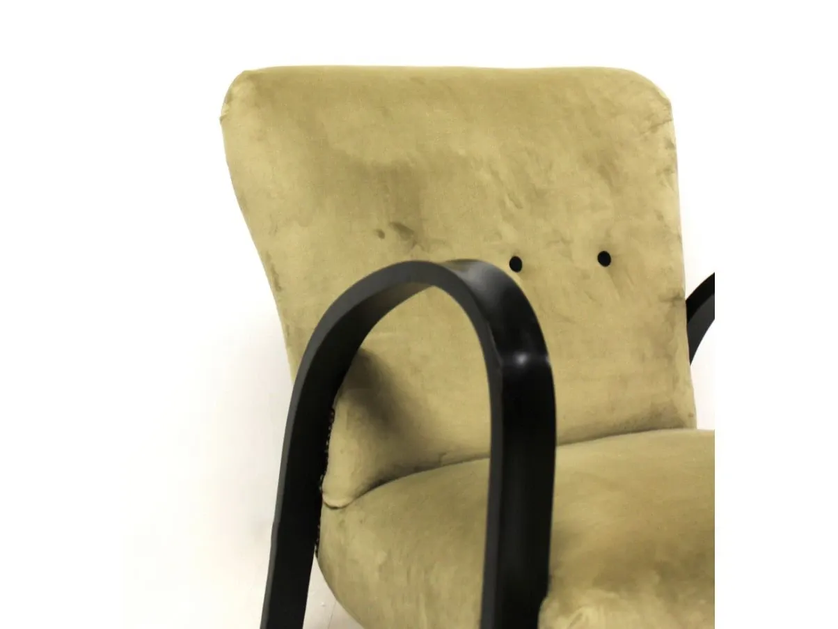 Poltrona vintage in velluto verde (anni 30), 4