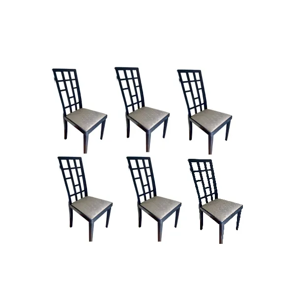 Set of 6 vintage chairs in black lacquered wood (1980s), Thonet image