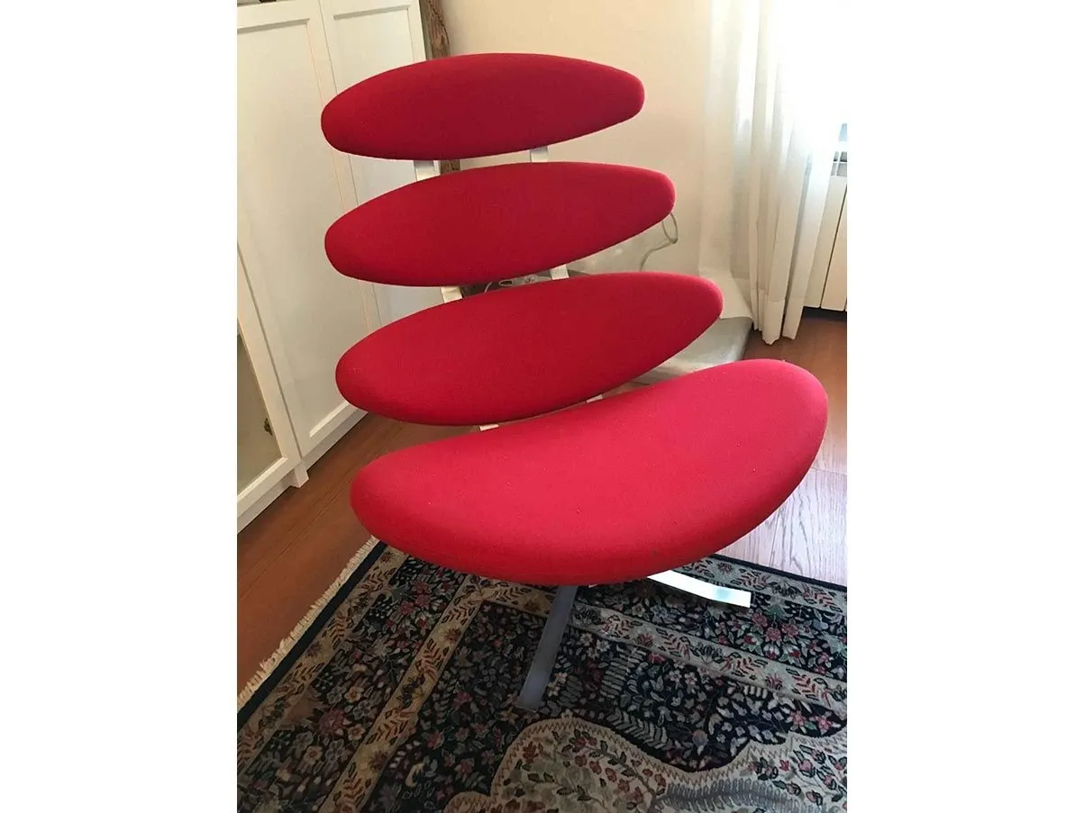 EJ5 Corona armchair steel and fabric (red) 1
