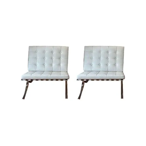 Set 2 Barcelona 334 armchairs in leather (white), Alivar image