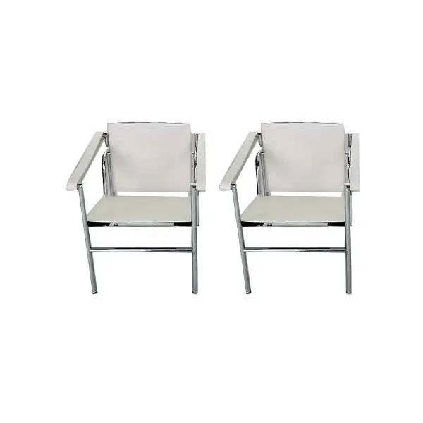 Set of 2 LC 1 chairs by Le Corbusier in leather (1920s), Alivar image