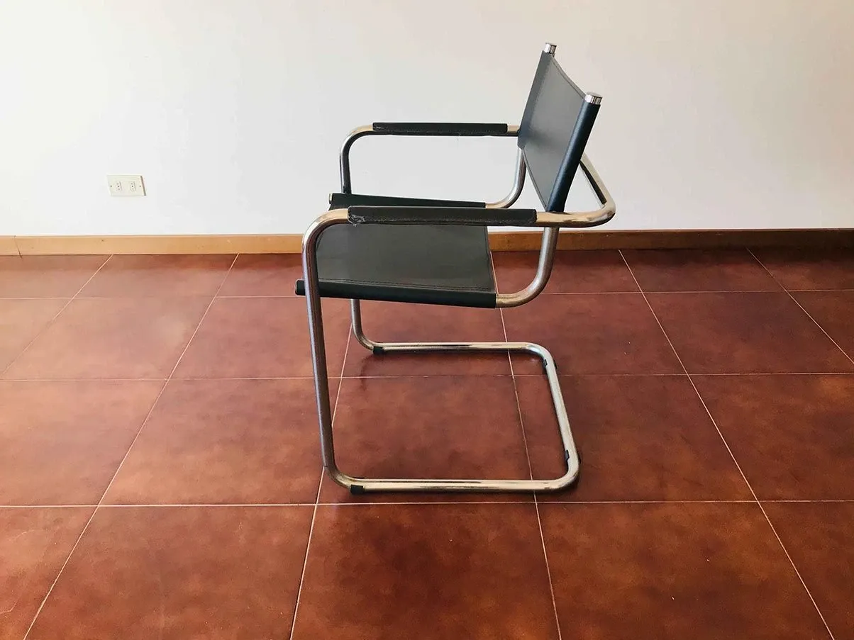 Set 4 sedie B34 di Marcel Breuer pelle (nero) 