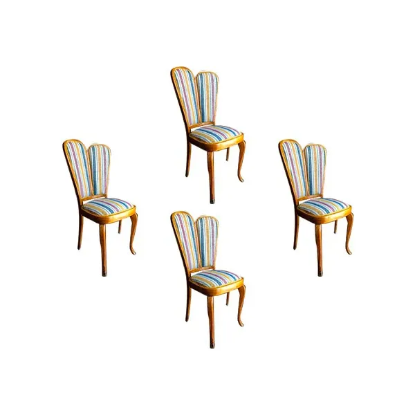 Set of 4 chairs in fabric and beech wood (1940s) image