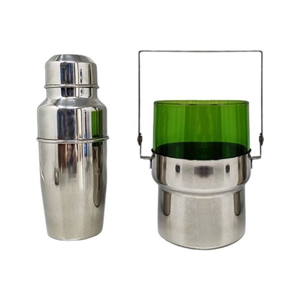 70s cocktail shaker with ice bucket, Pran image